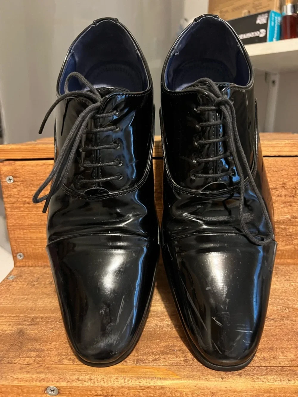 Men's Black Patent Derby Shoes - Classic Lace-Up Formal Oxfords
